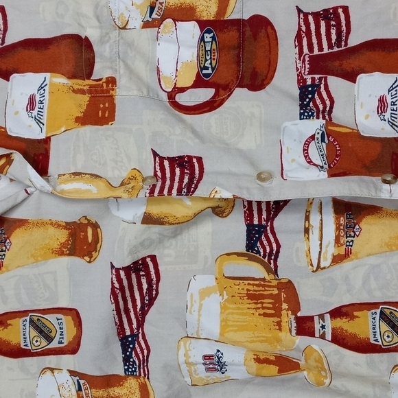 C & B Sport by Croft & Barrow mens short sleeved button down beer shirt - Picture 3 of 12